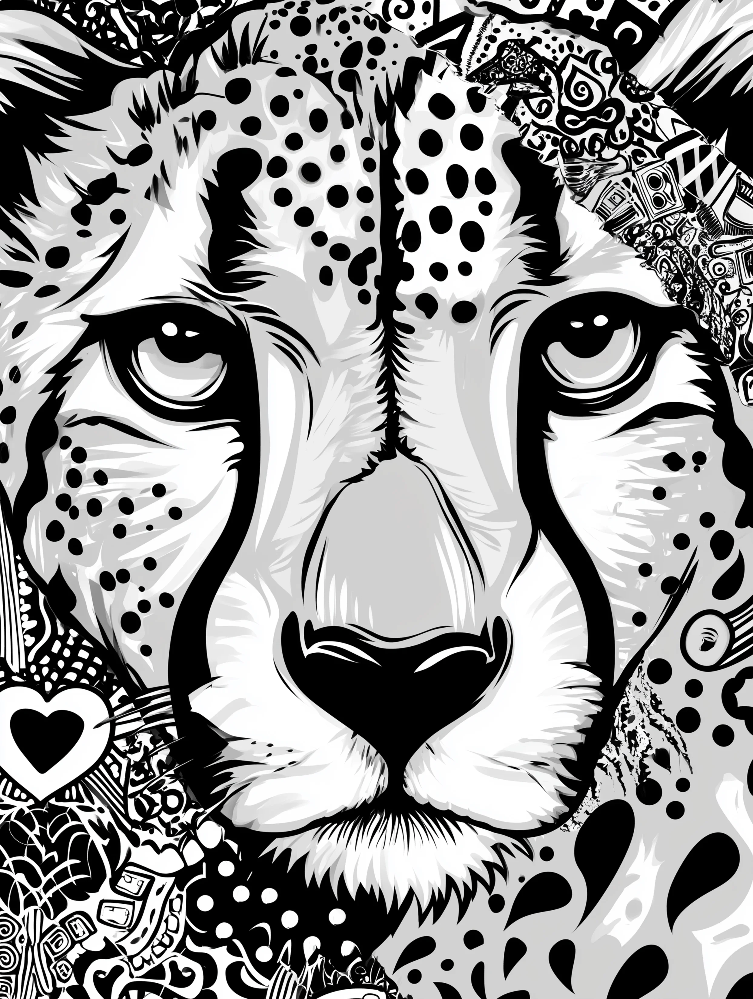 Free cheetah printable coloring page featuring a detailed cheetah illustration